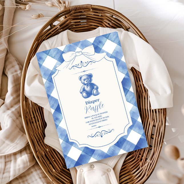 Bow Gingham Fransk Teddybjörn Blöja Lotteri Tilläggskort (Skapare uppladdad)