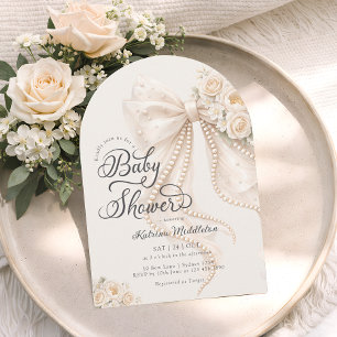 Bow Girl Baby Shower Inbjudningar