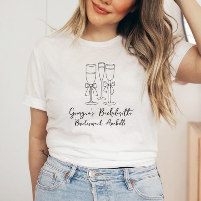 Bow Girls Helg Modern Script Bachelorette T Shirt (Skapare uppladdad)