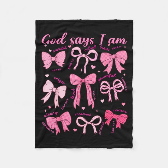 Bow God Say I Am Christian Girl Teen Women Bible V Fleecefilt (Framsidan)