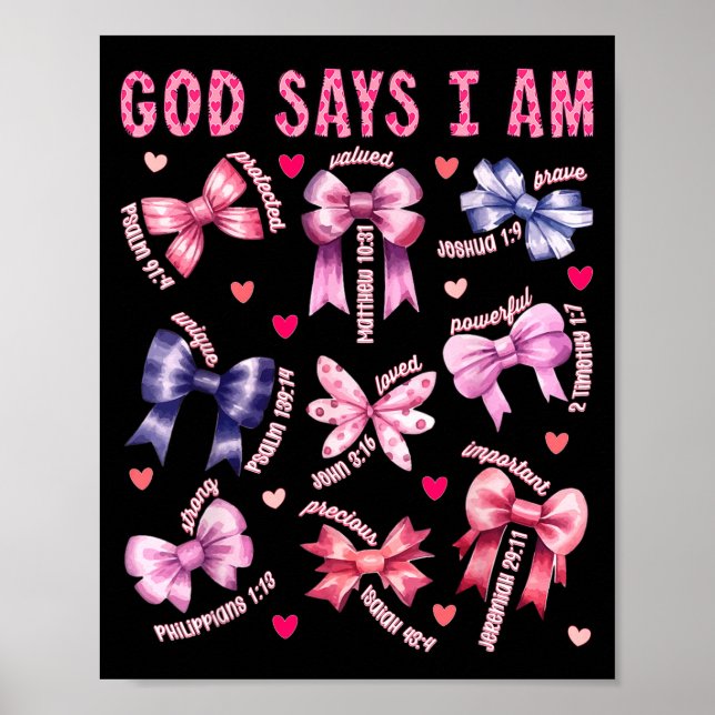 Bow God Say I Am Christian Girl Teen Women Bible V Poster (Framsidan)