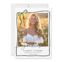 Bow Graduation Announcement Card Photo Grad Party