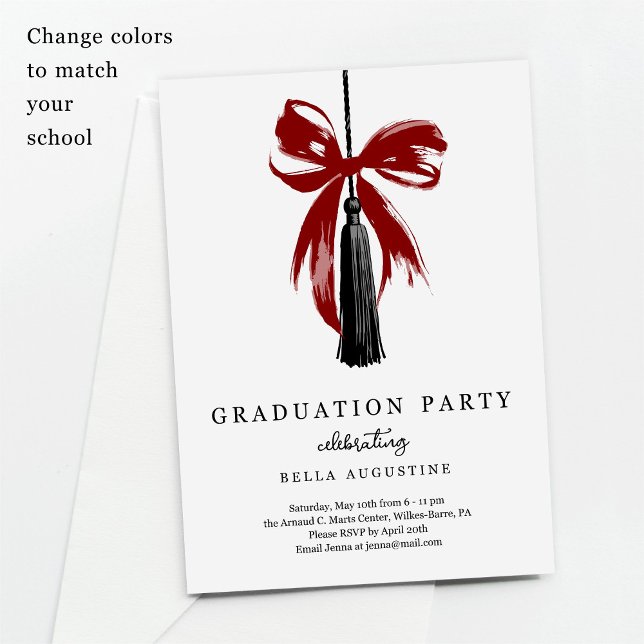Bow Graduation Invitation Girl High School College Inbjudningar (Skapare uppladdad)