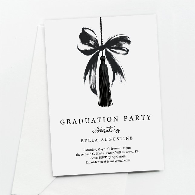 Bow Graduation Invitation Girl High School College Inbjudningar (Skapare uppladdad)
