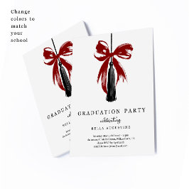 Bow Graduation Invitation Girl High School College OSA Kort