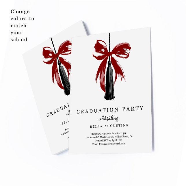 Bow Graduation Invitation Girl High School College OSA Kort (Skapare uppladdad)