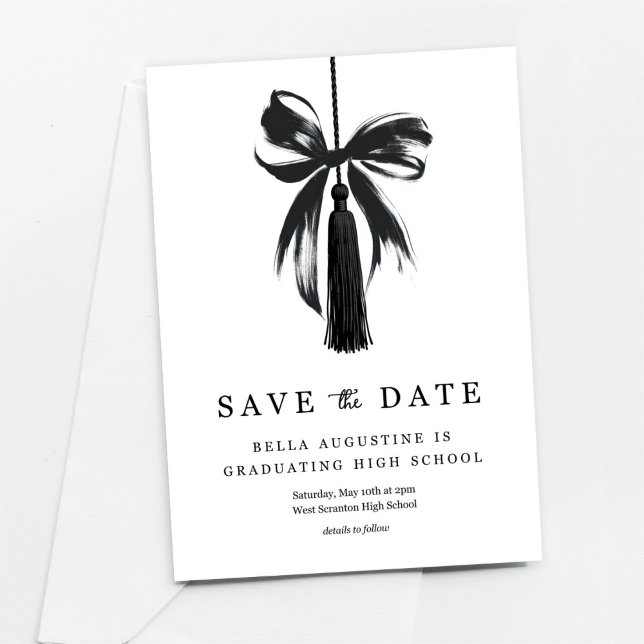 Bow Graduation Save the Date High School College Inbjudningar (Skapare uppladdad)