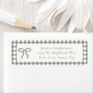 Bow Green Gingham Cottagecore Returadress Etikett