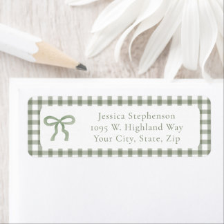 Bow Green Gingham Cottagecore Returadress Etikett