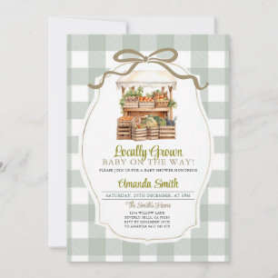 Bow Grönt Sage Locally Grown Market Baby Shower Inbjudningar