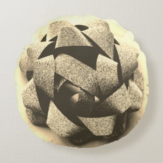 Bow guld nuvarande party-båge rund kudde (Framsidan)