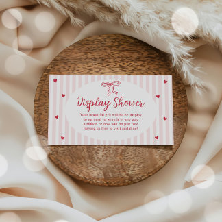 Bow Hearts Valentine Baby Shower Display Shower Tilläggskort