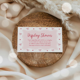 Bow Hearts Valentine Baby Shower Display Shower  Tilläggskort