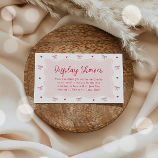 Bow Hearts Valentine Baby Shower Display Shower  Tilläggskort