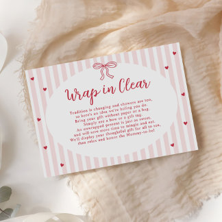 Bow Hearts Valentine Baby Shower Wrap In Clear Tilläggskort