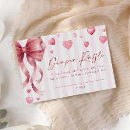 Bow Hearts Valentines Baby Shower Diaper Raffle Tilläggskort