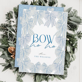 Bow Ho Ho Blue Bows jul Julkort