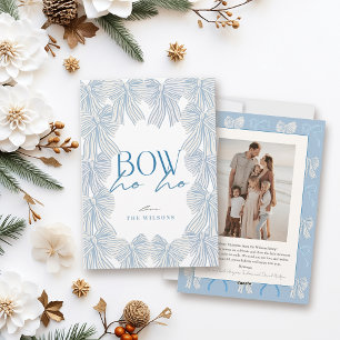 Bow Ho Ho Blue Bows Photo jul Julkort