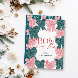 Bow Ho Ho Red & Grönt Bows jul Julkort