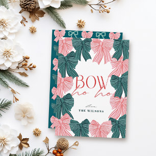 Bow Ho Ho Red & Grönt Bows jul Julkort