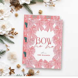 Bow Ho Ho Red & Rosa Bows jul jul Julkort
