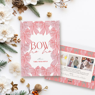 Bow Ho Red & Rosa Bows 3 Photo jul Julkort