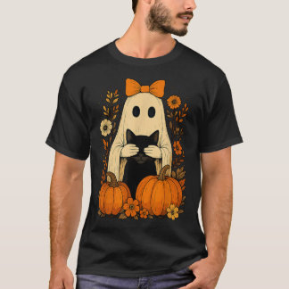 Bow Holding Black Cat T Shirt