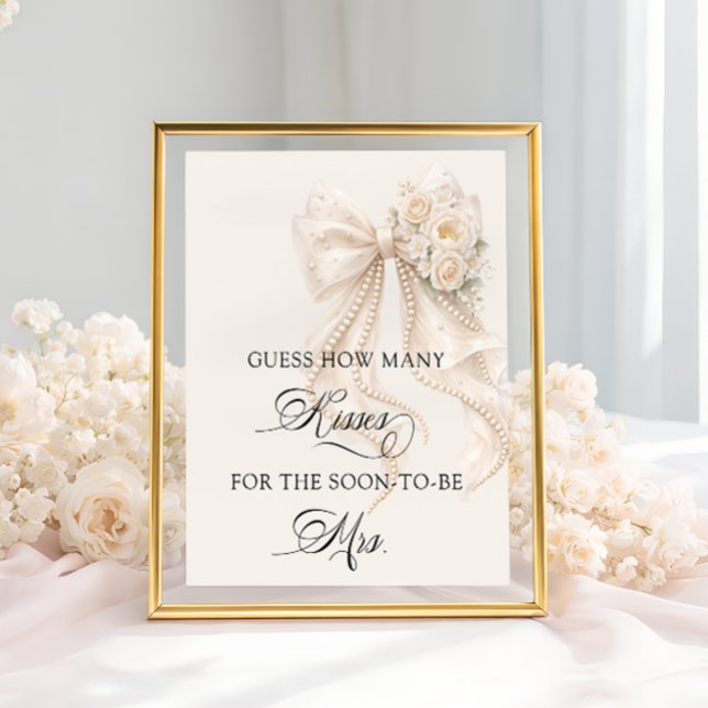 Bow How Many Kisses Bridal Shower Game Poster (Skapare uppladdad)