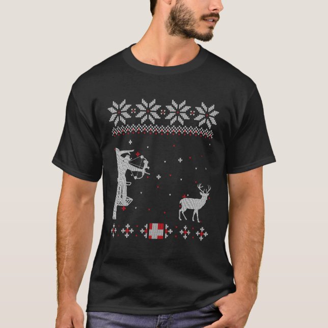 Bow Hunter Ugly Sweater Bowhunter Archery Hunting T Shirt (Framsida)