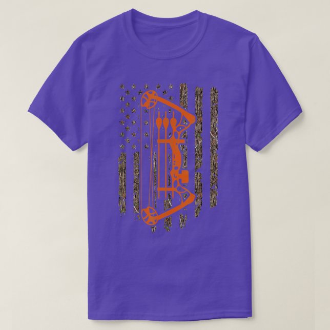 Bow Hunting American Flag Hunter Archery Tree Camo T Shirt (Design framsida)