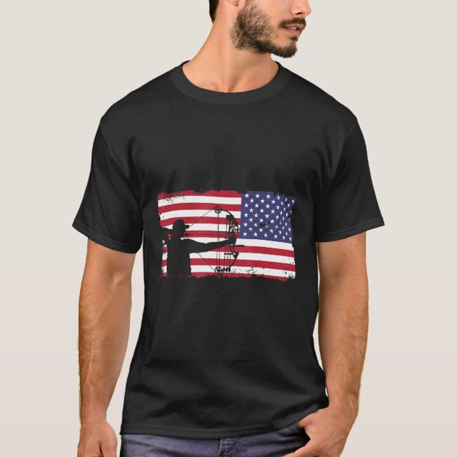 Bow Hunting American Flagga Archery Älskare Gift T Shirt (Framsida)