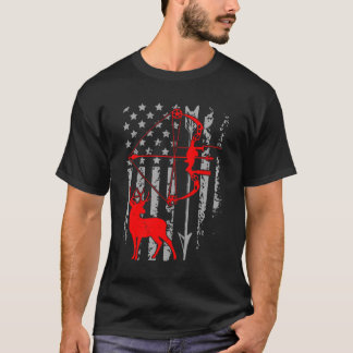 Bow Hunting American Flagga Hjort for Arrow Hunter T Shirt
