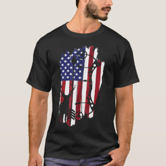 Bow Hunting American Flagga Shirt Bow Arrow Hjort T