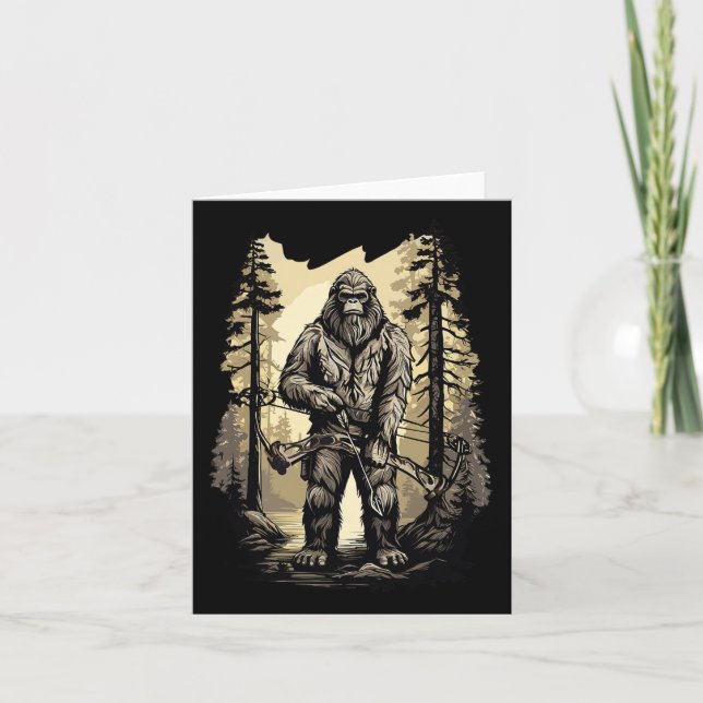 Bow Hunting Bigfoot Funny Hunting Gift Kort (Framsida)