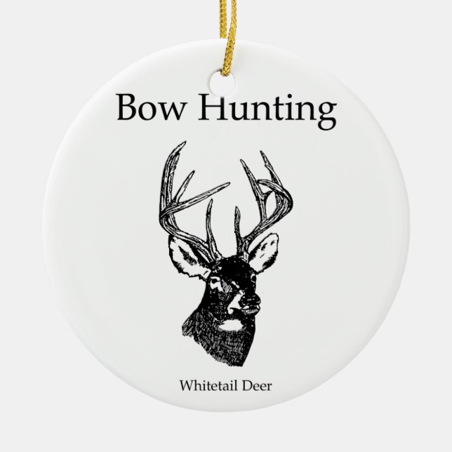 Bow Hunting (vit Svan Buck) Julgransprydnad Keramik (Framsidan)
