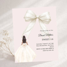 Bow ivory dress blush pink Sweet 16 invitation