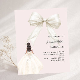 Bow ivory dress blush pink Sweet 16 invitation