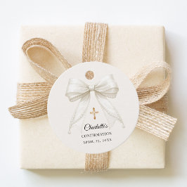 Bow ivory pearls elegant Confirmation DIY Gåvor Etiketter