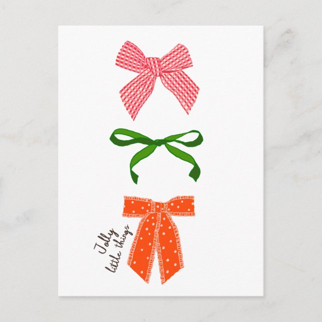 Bow Jolly Little Things Christmas  Inbjudan Vykort (Framsida)