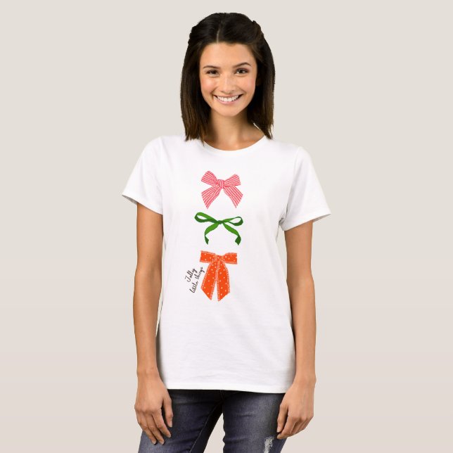Bow Jolly Little Things Christmas  T Shirt (Hel framsida)