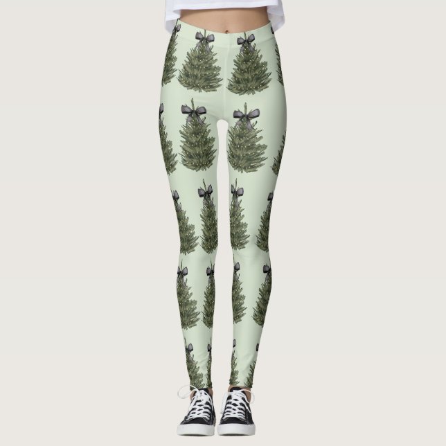 Bow julgran helgdag leggings (Framsida)