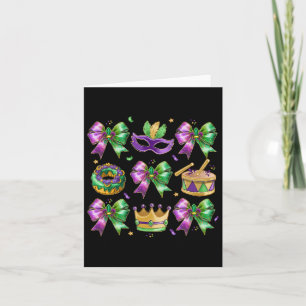 Bow Kung Cake Krona Mask Drum Mardi Gras Costume Kort