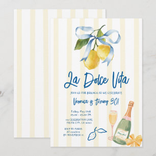 Bow La Dolce Vita 30-års Lemon Citrus Födelsedagsf Inbjudningar