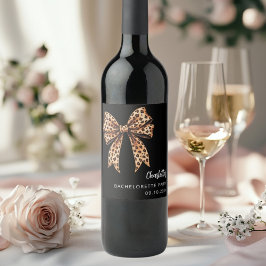 Bow leopardmönster svart Möhippa Vinflaska Etikett