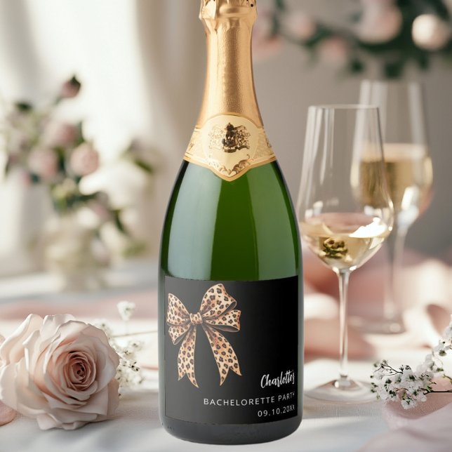 Bow leopardtryck svart Bachelorette-fest (Skapare uppladdad)