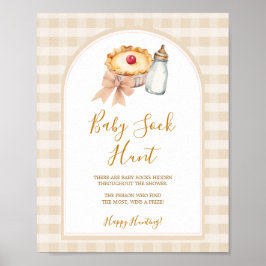 Bow Little Cutie Paj Pastel Gingham Baby Sock Hunt Poster