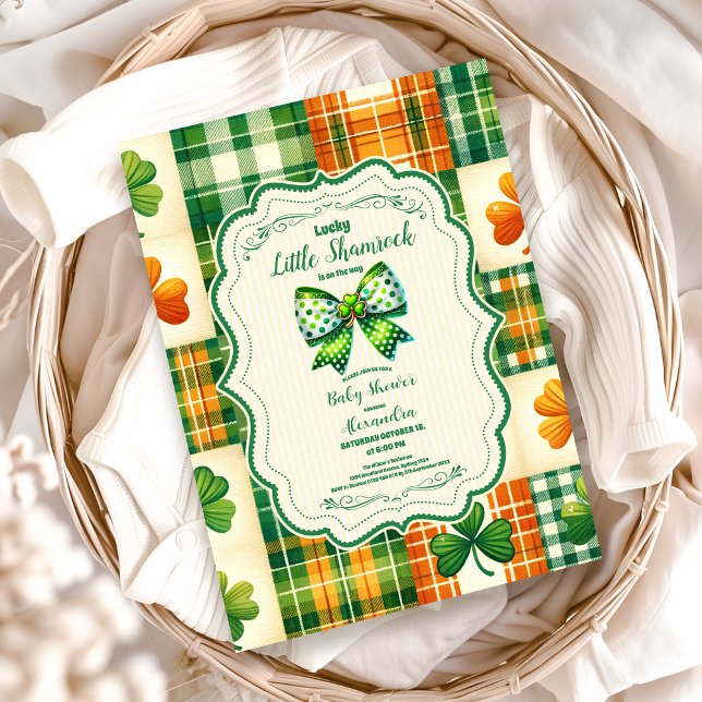 Bow Lucky Little Shamrock Baby Shower Inbjudningar (Skapare uppladdad)