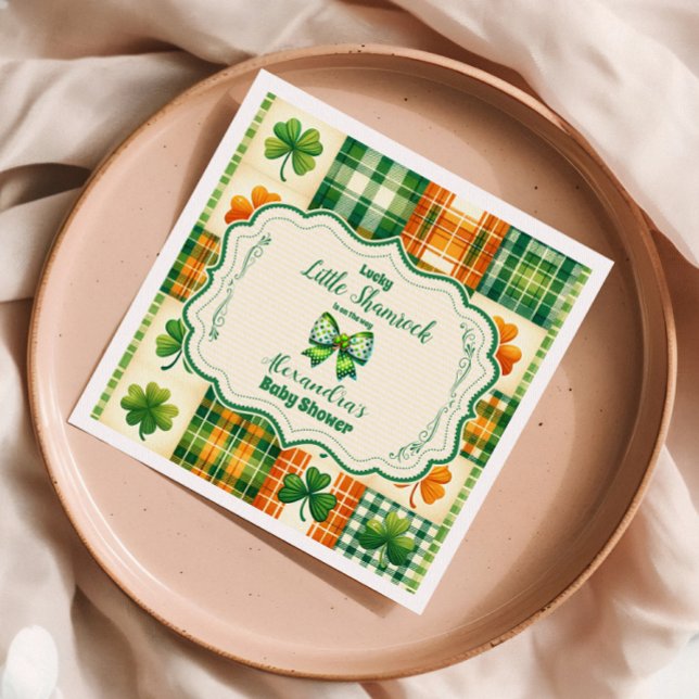 Bow Lucky Little Shamrock Baby Shower Pappersservett (Skapare uppladdad)