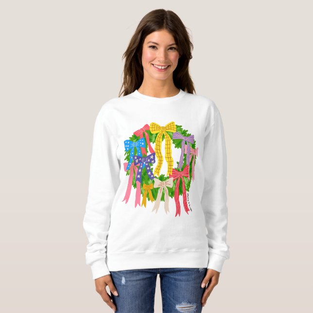 Bow Merry And Bright jul  T Shirt (Hel framsida)