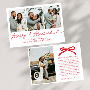 Bow Merry & Married Newlyed Photo Jul Julkort